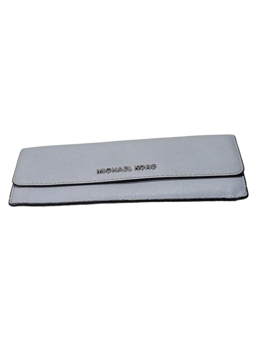 Michael Kors Women's Jet Set Travel Flat Wallet Gray Saffiano Leather